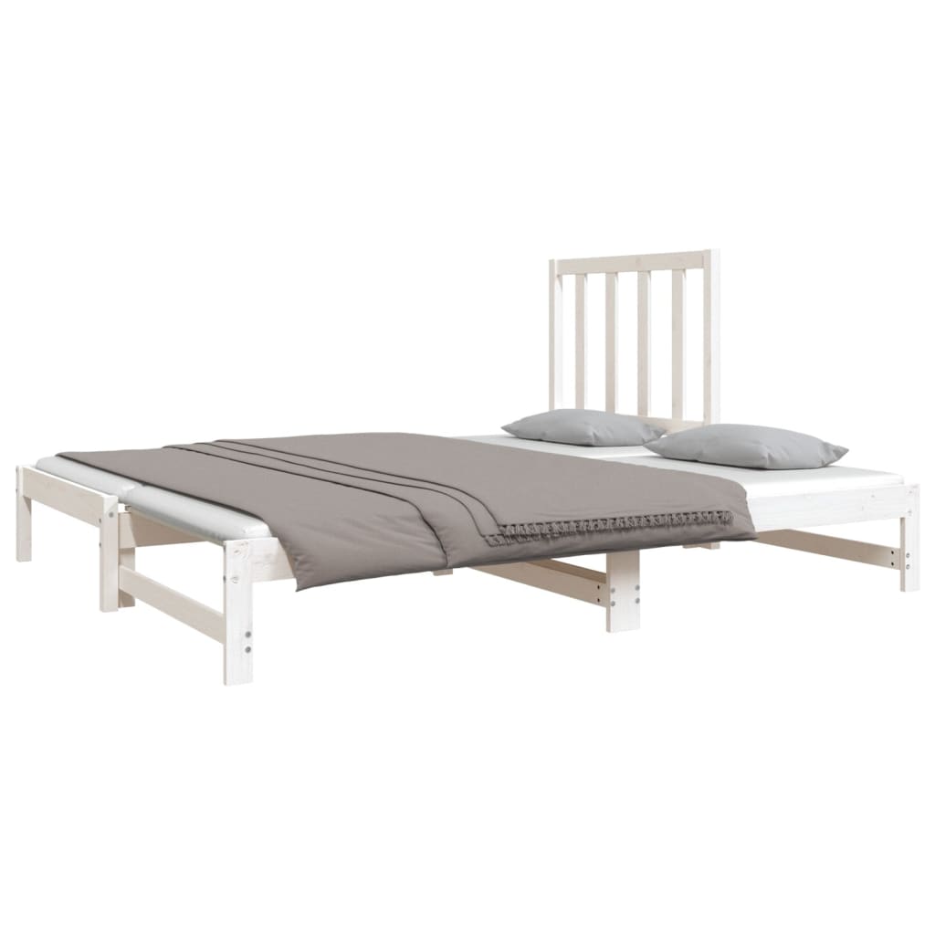 Lit coulissant Blanc 2x(90x190) cm Bois de pin massif Lits & cadres de lit vidaXL   
