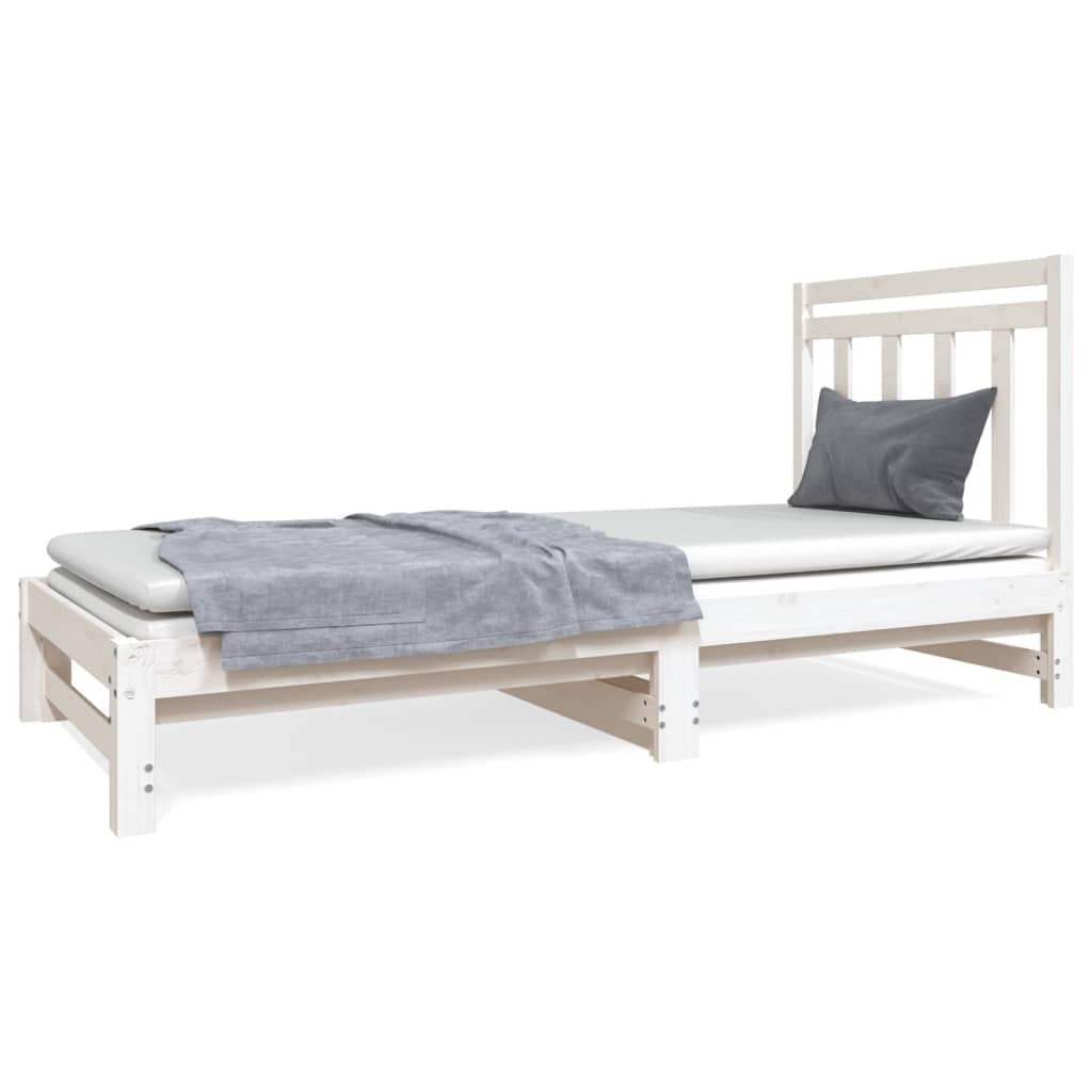Lit coulissant Blanc 2x(90x190) cm Bois de pin massif Lits & cadres de lit vidaXL   