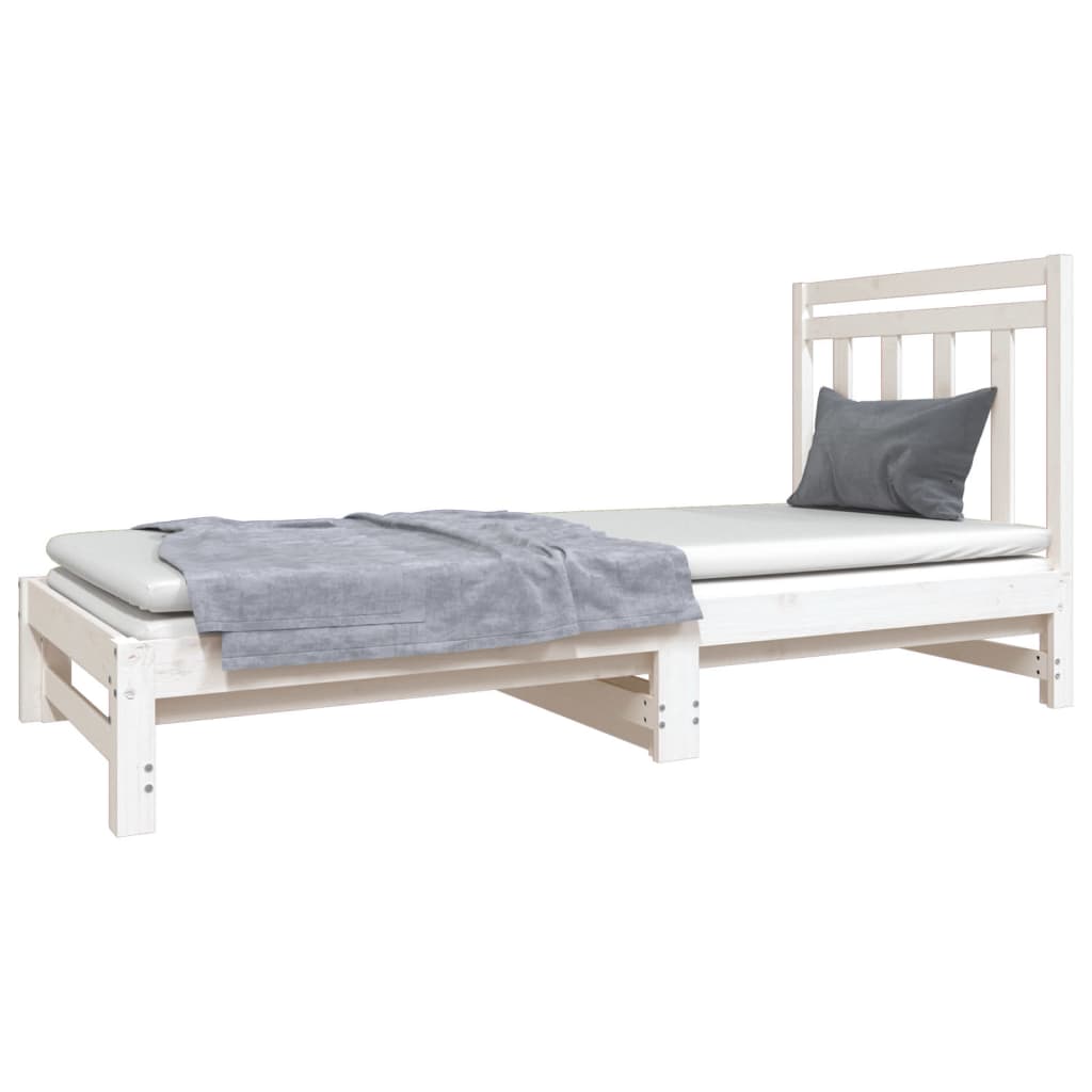 Lit coulissant Blanc 2x(90x190) cm Bois de pin massif Lits & cadres de lit vidaXL   