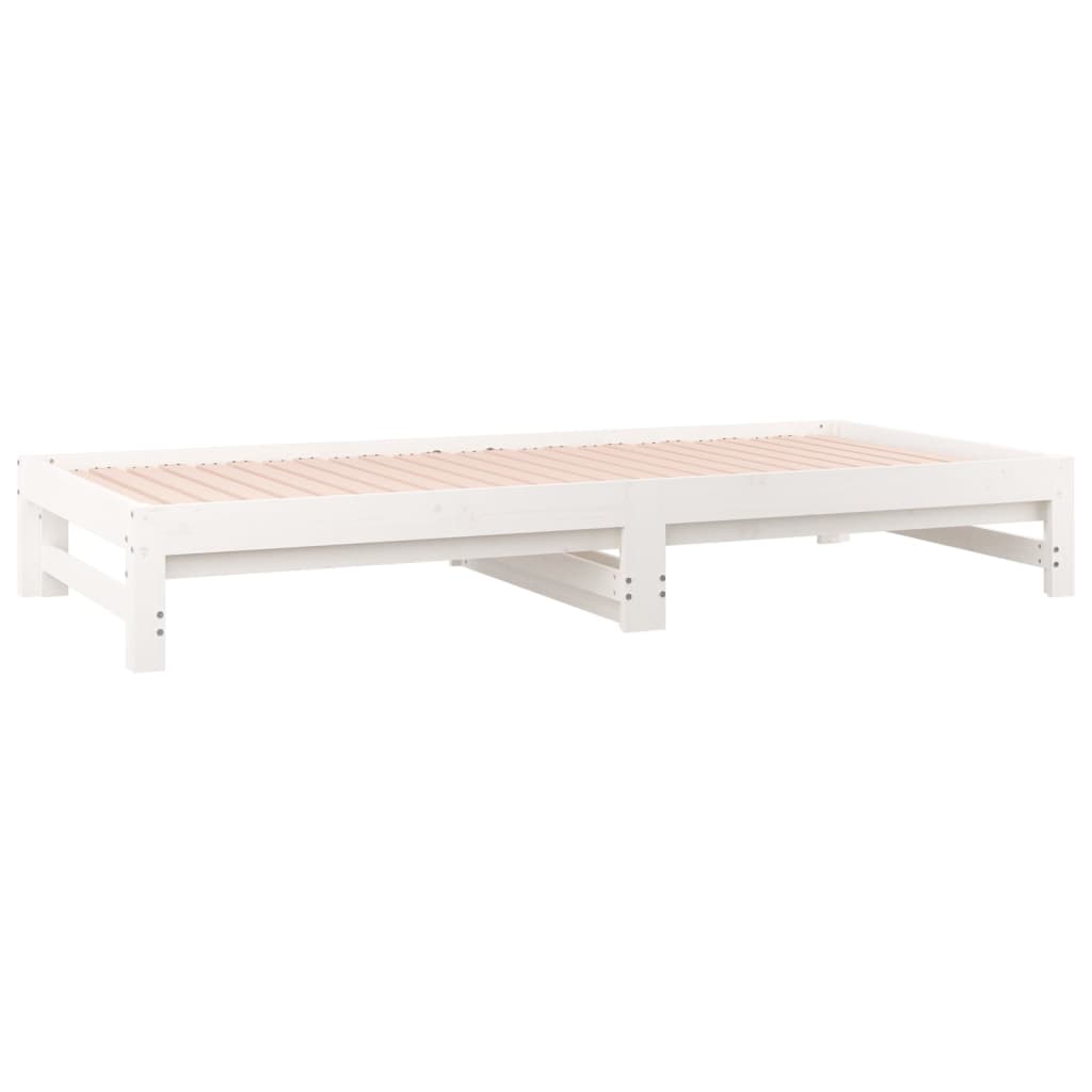Lit coulissant Blanc 2x(90x190) cm Bois de pin massif Lits & cadres de lit vidaXL   