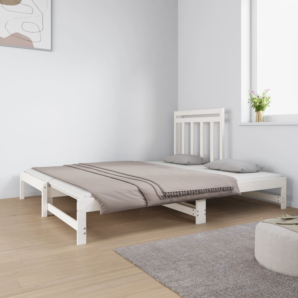 Lit coulissant Blanc 2x(90x190) cm Bois de pin massif Lits & cadres de lit vidaXL   