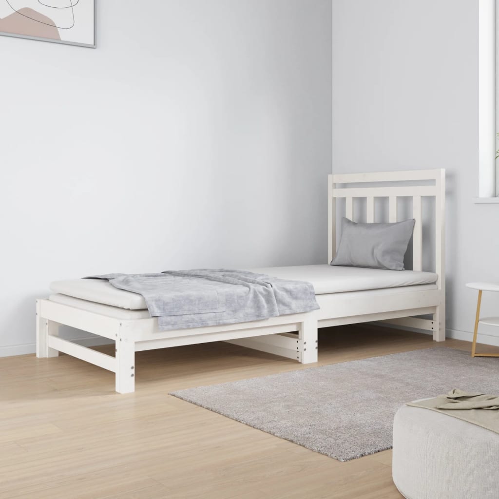 Lit coulissant Blanc 2x(90x190) cm Bois de pin massif Lits & cadres de lit vidaXL   