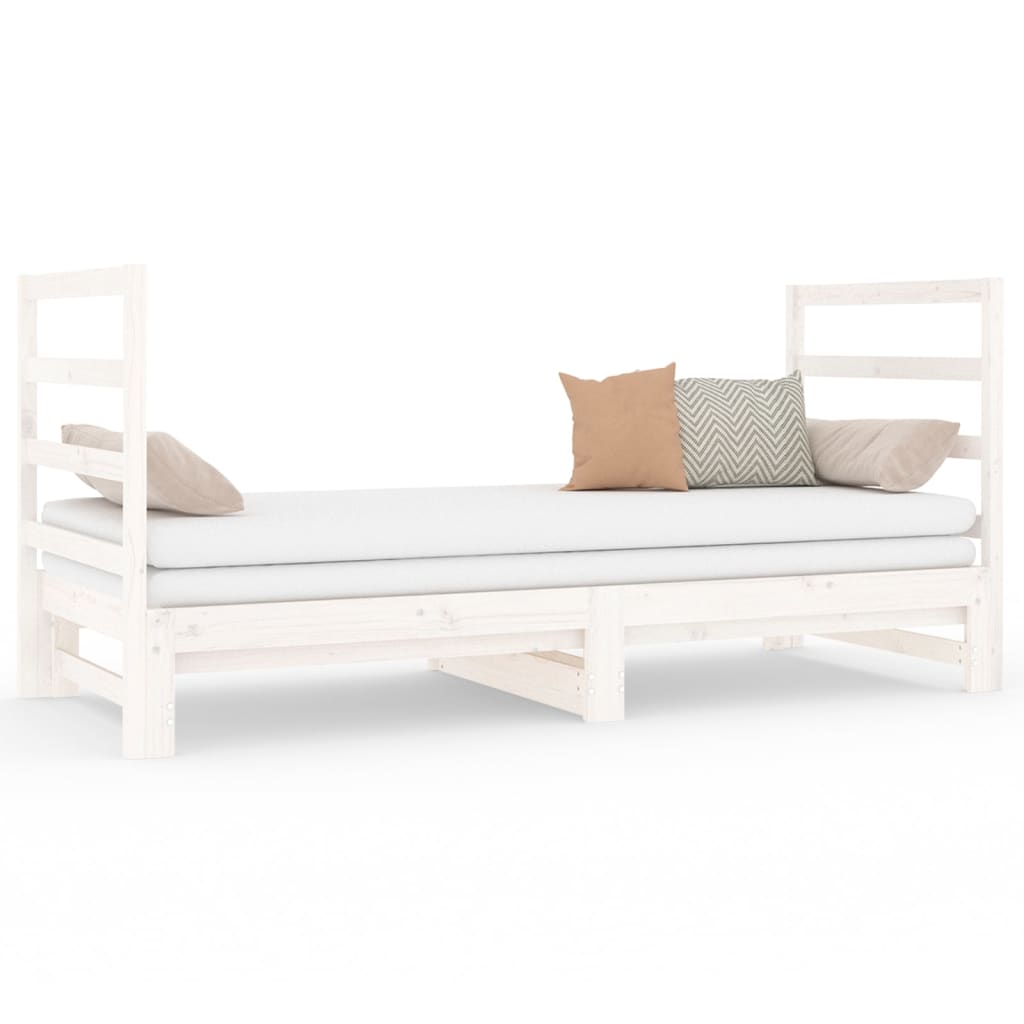 Lit coulissant Blanc 2x(90x190) cm Bois de pin massif Lits & cadres de lit vidaXL   