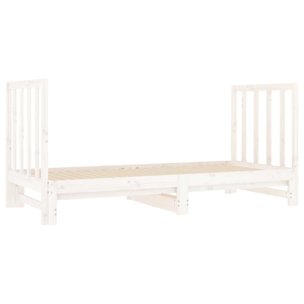Lit coulissant Blanc 2x(90x190) cm Bois de pin massif Lits & cadres de lit vidaXL   