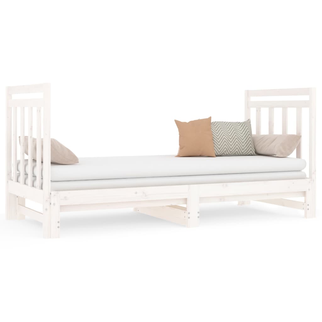 Lit coulissant Blanc 2x(90x190) cm Bois de pin massif Lits & cadres de lit vidaXL   