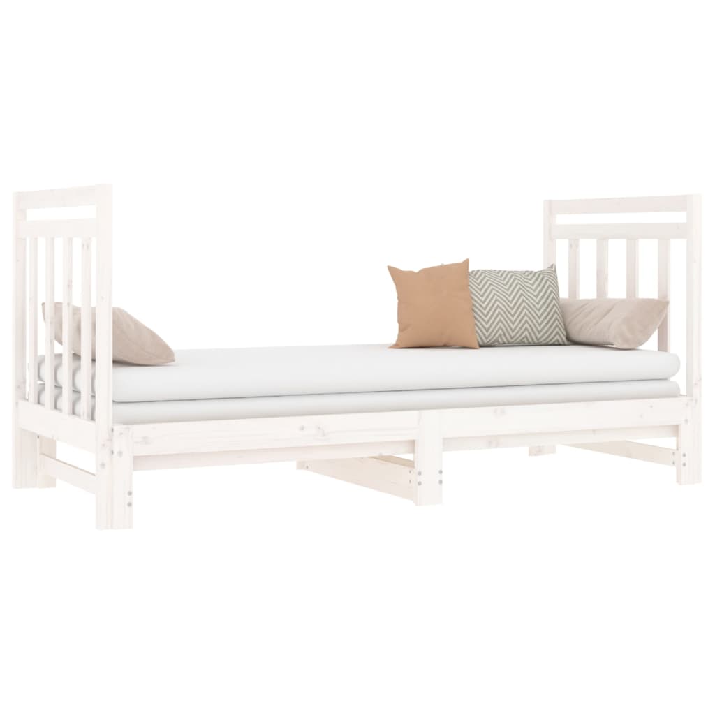 Lit coulissant Blanc 2x(90x190) cm Bois de pin massif Lits & cadres de lit vidaXL   