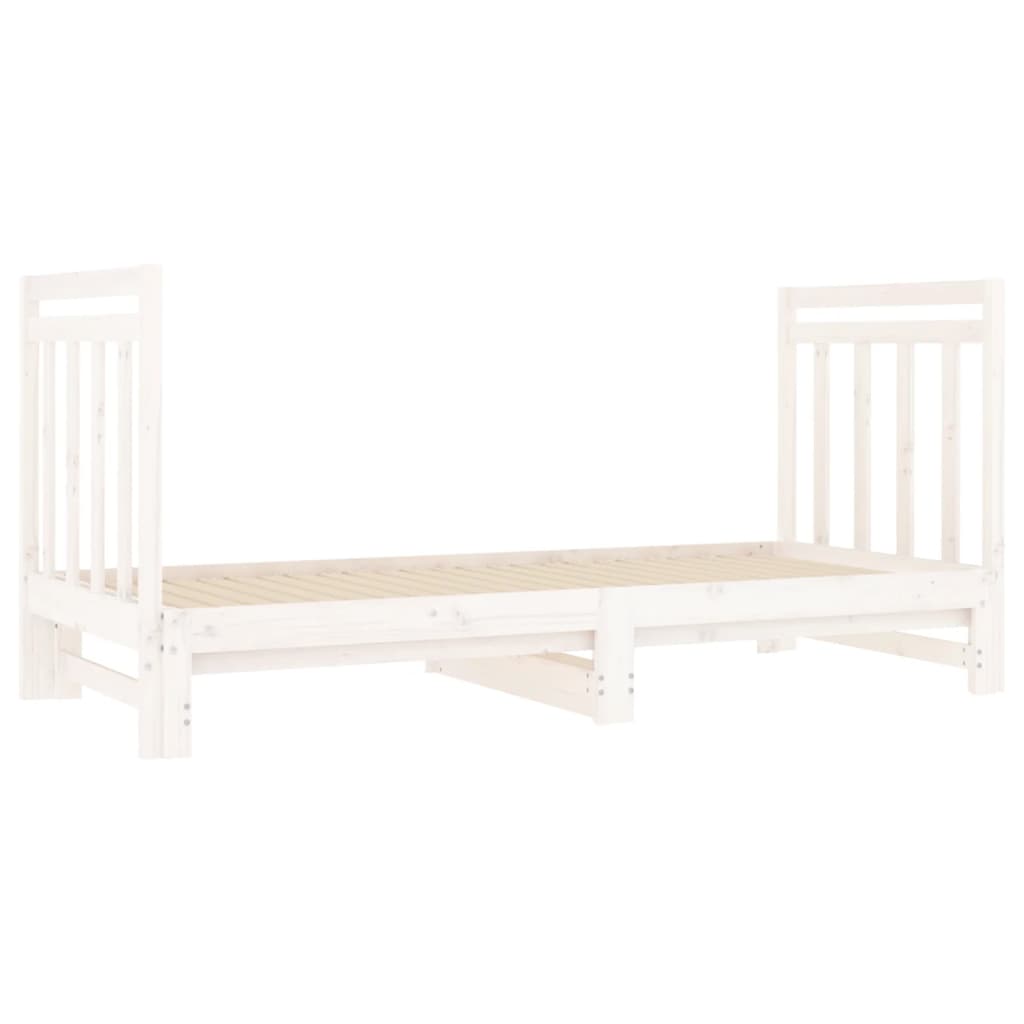 Lit coulissant Blanc 2x(90x190) cm Bois de pin massif Lits & cadres de lit vidaXL   