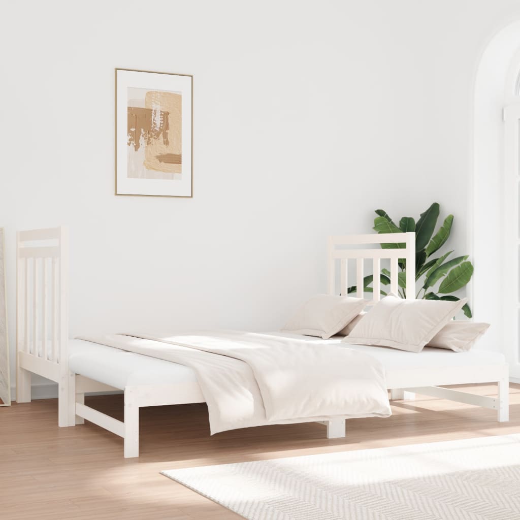 Lit coulissant Blanc 2x(90x190) cm Bois de pin massif Lits & cadres de lit vidaXL   
