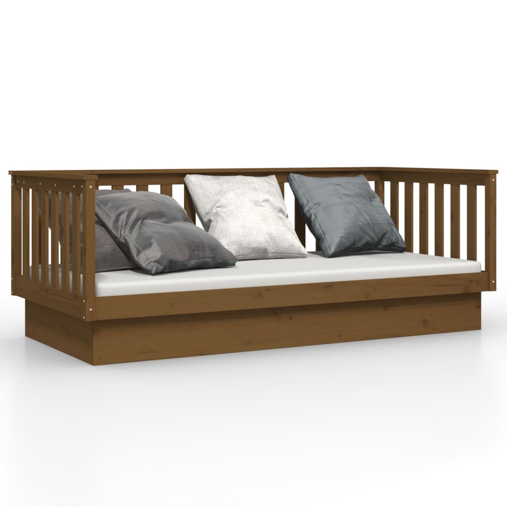 Lit de jour Marron miel 100x200 cm Bois de pin massif Lits & cadres de lit vidaXL   