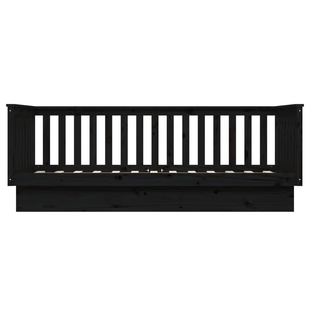 Lit de jour Noir 100x200 cm Bois de pin massif Lits & cadres de lit vidaXL   