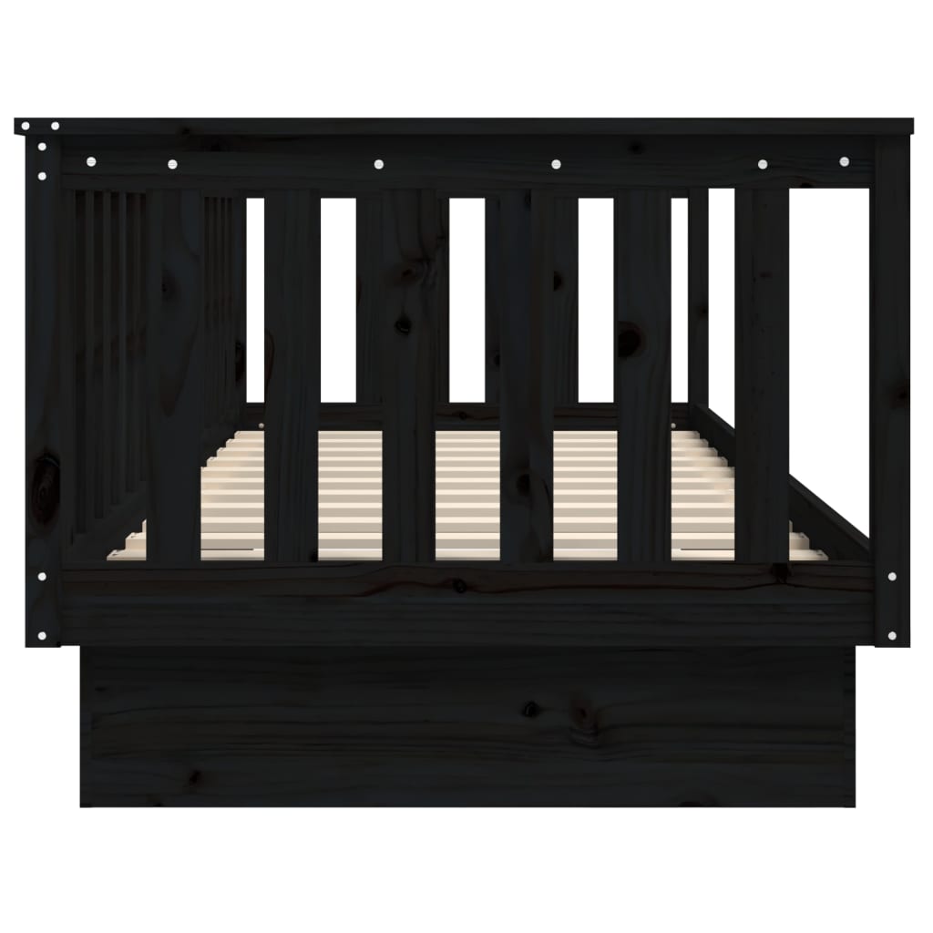 Lit de jour Noir 100x200 cm Bois de pin massif Lits & cadres de lit vidaXL   