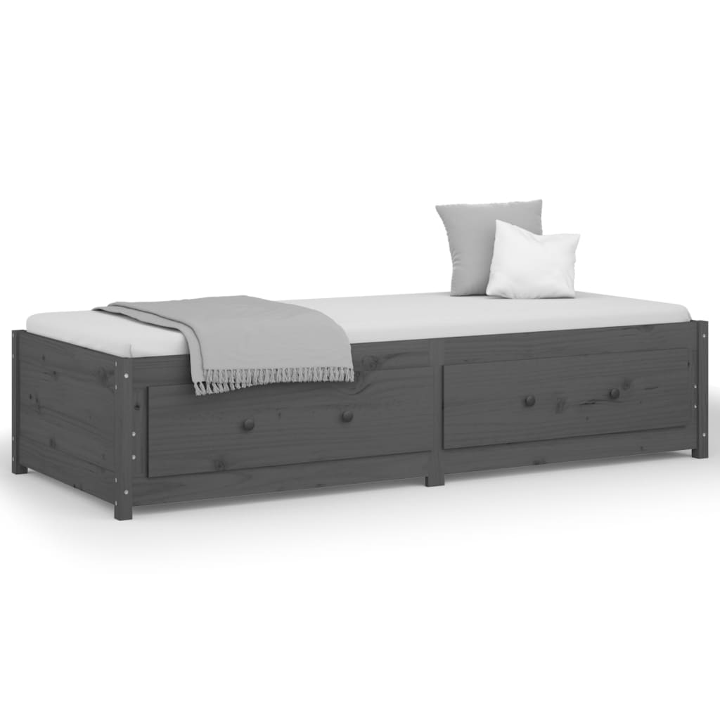 Lit de jour Gris 90x200 cm Bois de pin massif Lits & cadres de lit vidaXL   