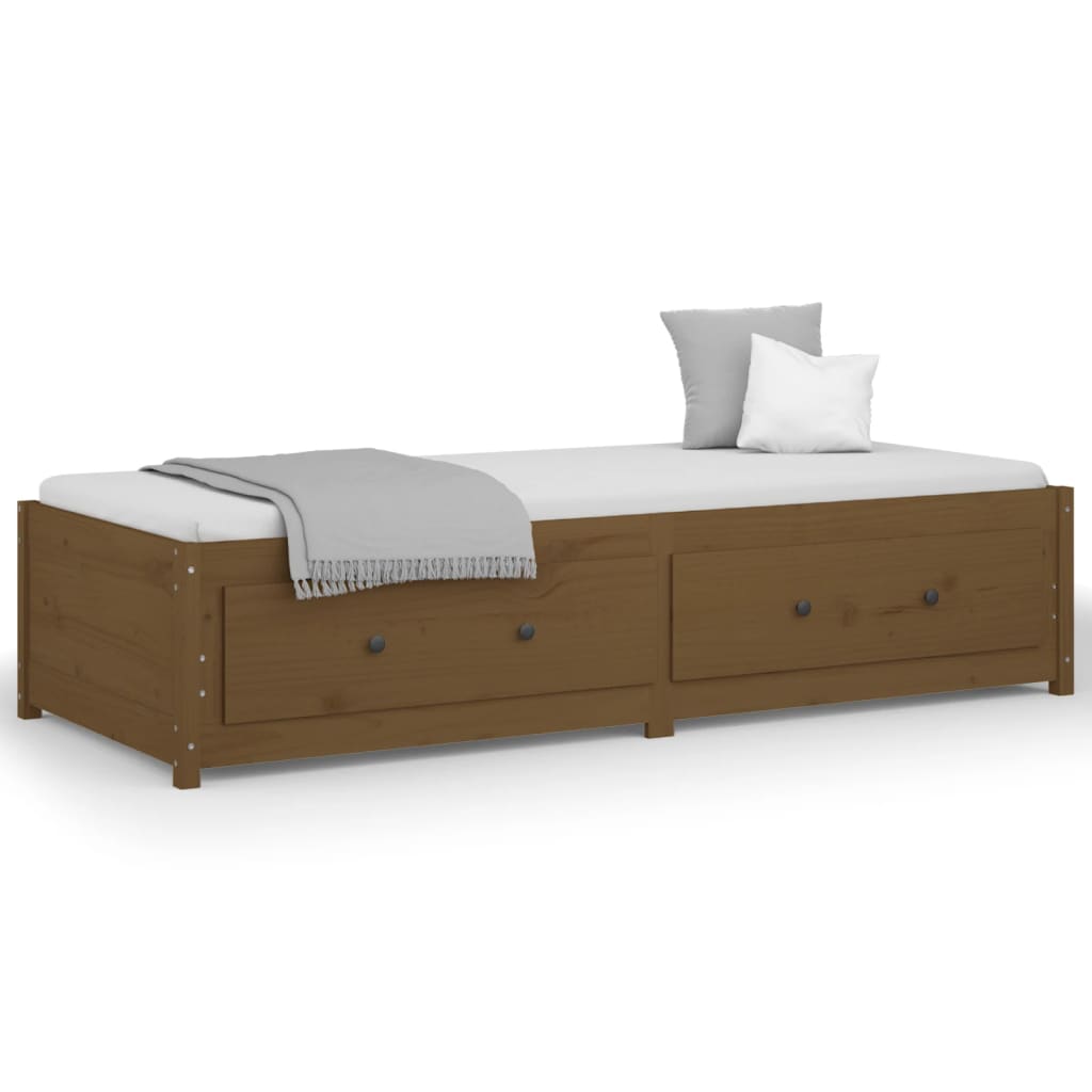 Lit de jour Marron miel 90x190 cm Simple Bois de pin massif Lits & cadres de lit vidaXL   