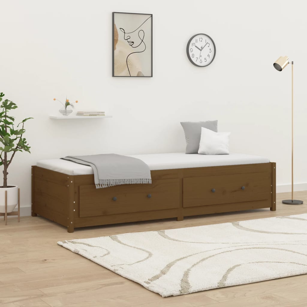 Lit de jour Marron miel 90x190 cm Simple Bois de pin massif Lits & cadres de lit vidaXL   