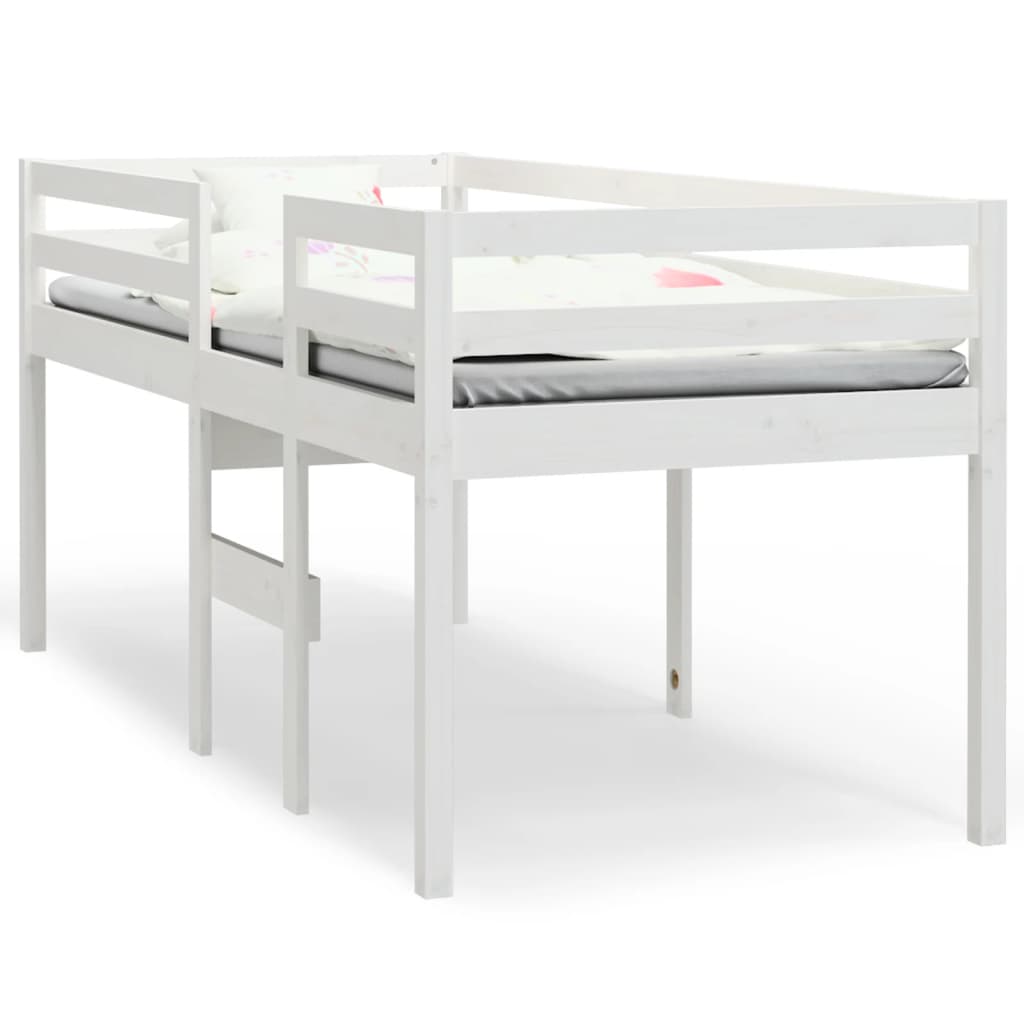 Lit haut Blanc 80x200 cm Bois de pin massif Lits & cadres de lit vidaXL   