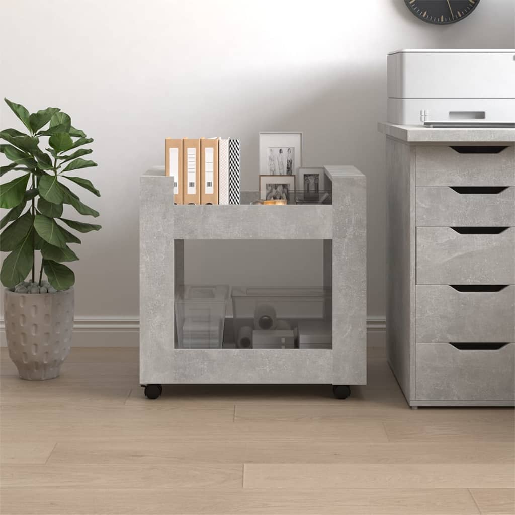 Chariot de bureau Gris béton 60x45x60 cm Bois d'ingénierie Chariots & îlots vidaXL   
