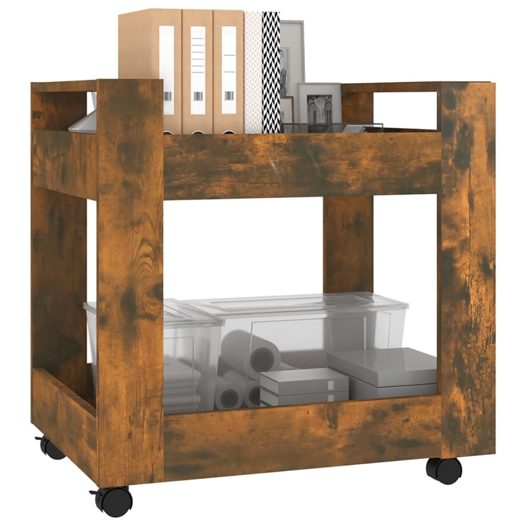 Chariot de bureau Chêne fumé 60x45x60 cm Bois d'ingénierie Chariots & îlots vidaXL   