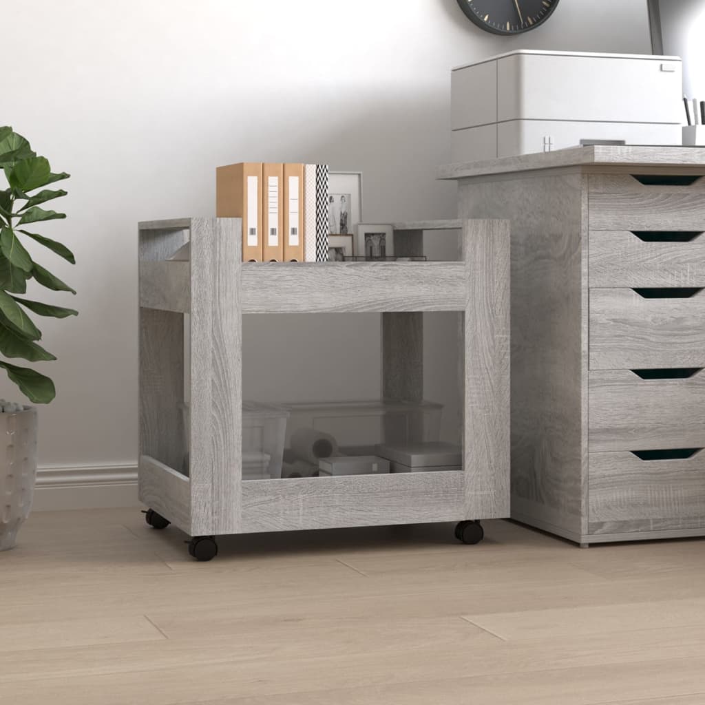 Chariot de bureau Sonoma gris 60x45x60 cm Bois d'ingénierie Chariots & îlots vidaXL   