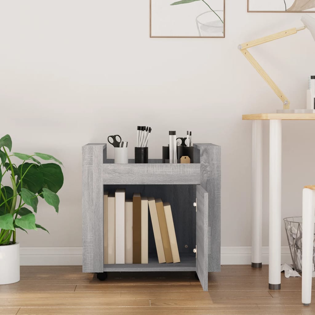 Chariot de bureau Sonoma gris 60x45x60 cm Bois d'ingénierie Chariots & îlots vidaXL   