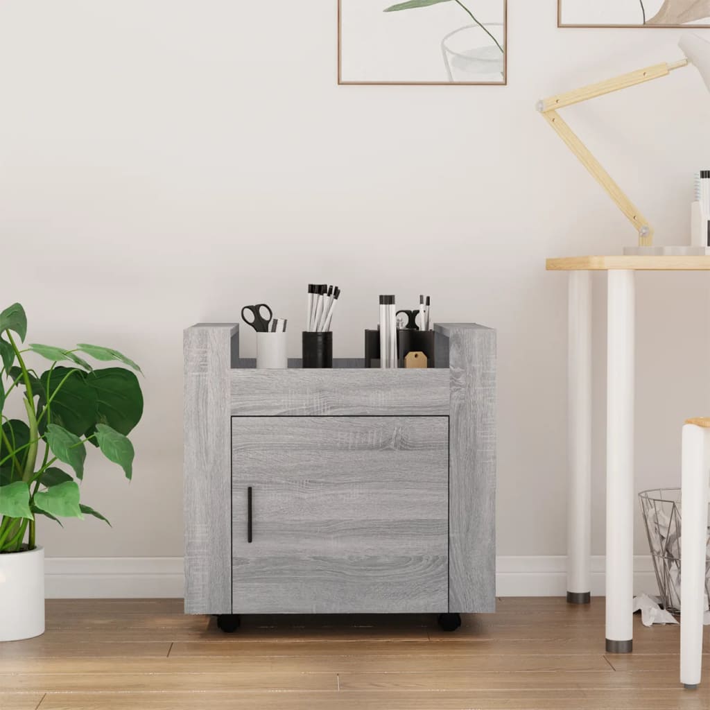 Chariot de bureau Sonoma gris 60x45x60 cm Bois d'ingénierie Chariots & îlots vidaXL   