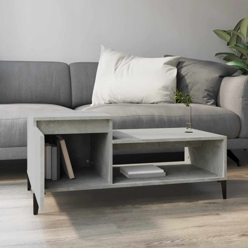 Table basse Gris béton 100x50x45 cm Bois d'ingénierie Tables basses vidaXL   