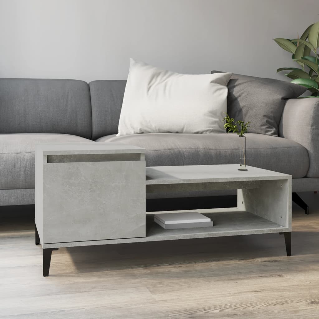 Table basse Gris béton 100x50x45 cm Bois d'ingénierie Tables basses vidaXL   
