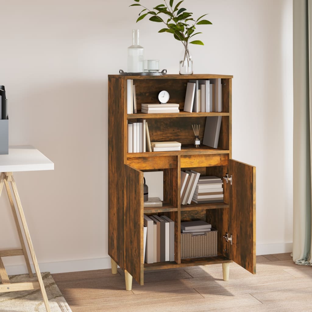 Buffet haut Chêne fumé 60x36x110 cm Bois d'ingénierie Buffets & bahuts vidaXL   