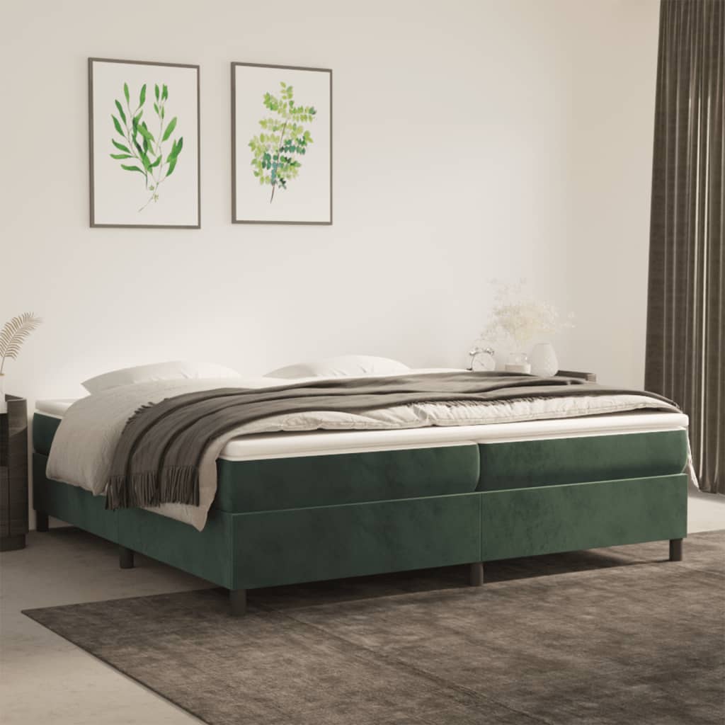 Sommier à lattes de lit Vert foncé 200x200 cm Velours Lits & cadres de lit vidaXL   