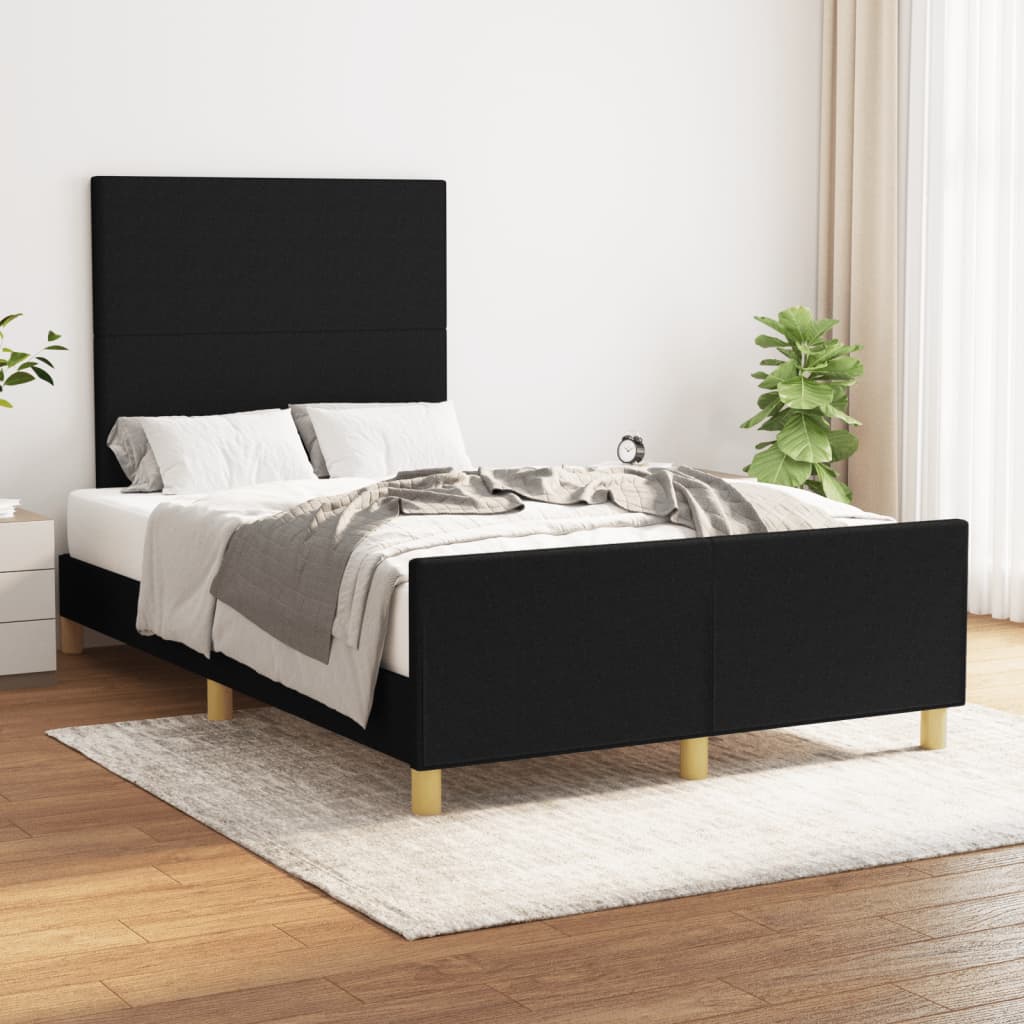 Cadre de lit avec tête de lit Noir 120x200 cm Tissu Lits & cadres de lit vidaXL   