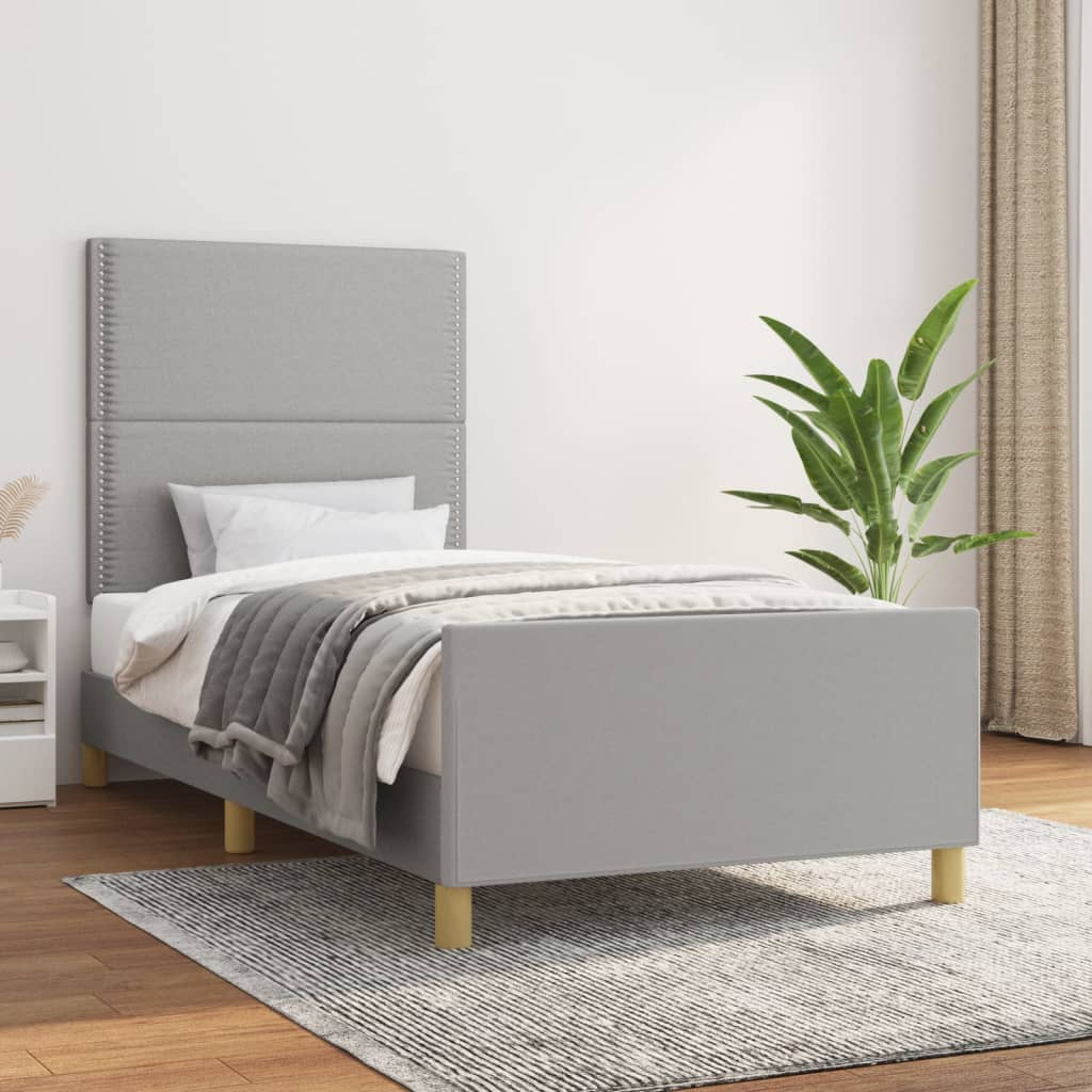 Cadre de lit avec tête de lit Gris clair 80x200 cm Tissu Lits & cadres de lit vidaXL   