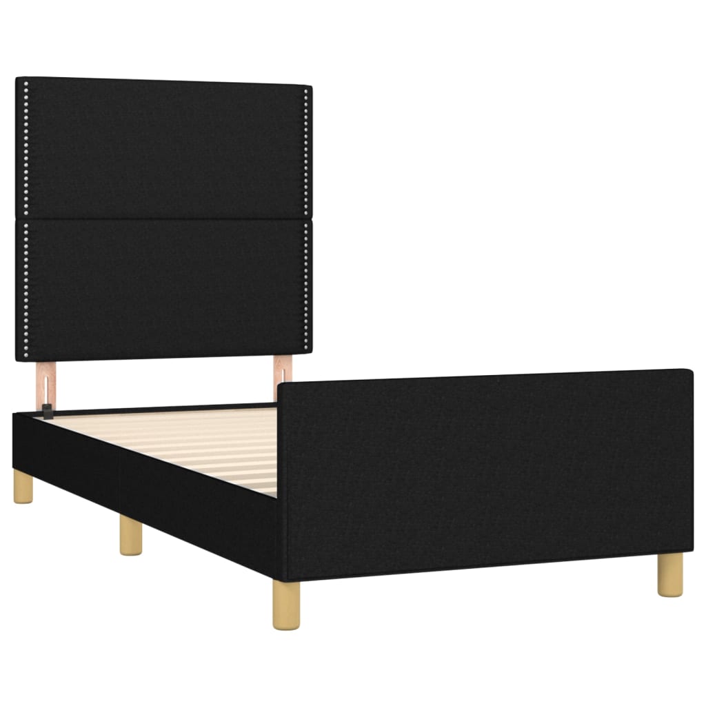 Cadre de lit avec tête de lit Noir 90x200 cm Tissu Lits & cadres de lit vidaXL   
