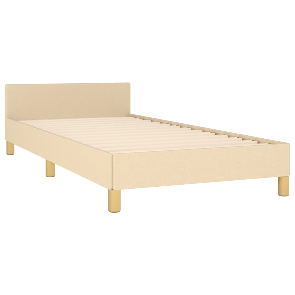 Cadre de lit avec tête de lit Crème 90x200 cm Tissu Lits & cadres de lit vidaXL   