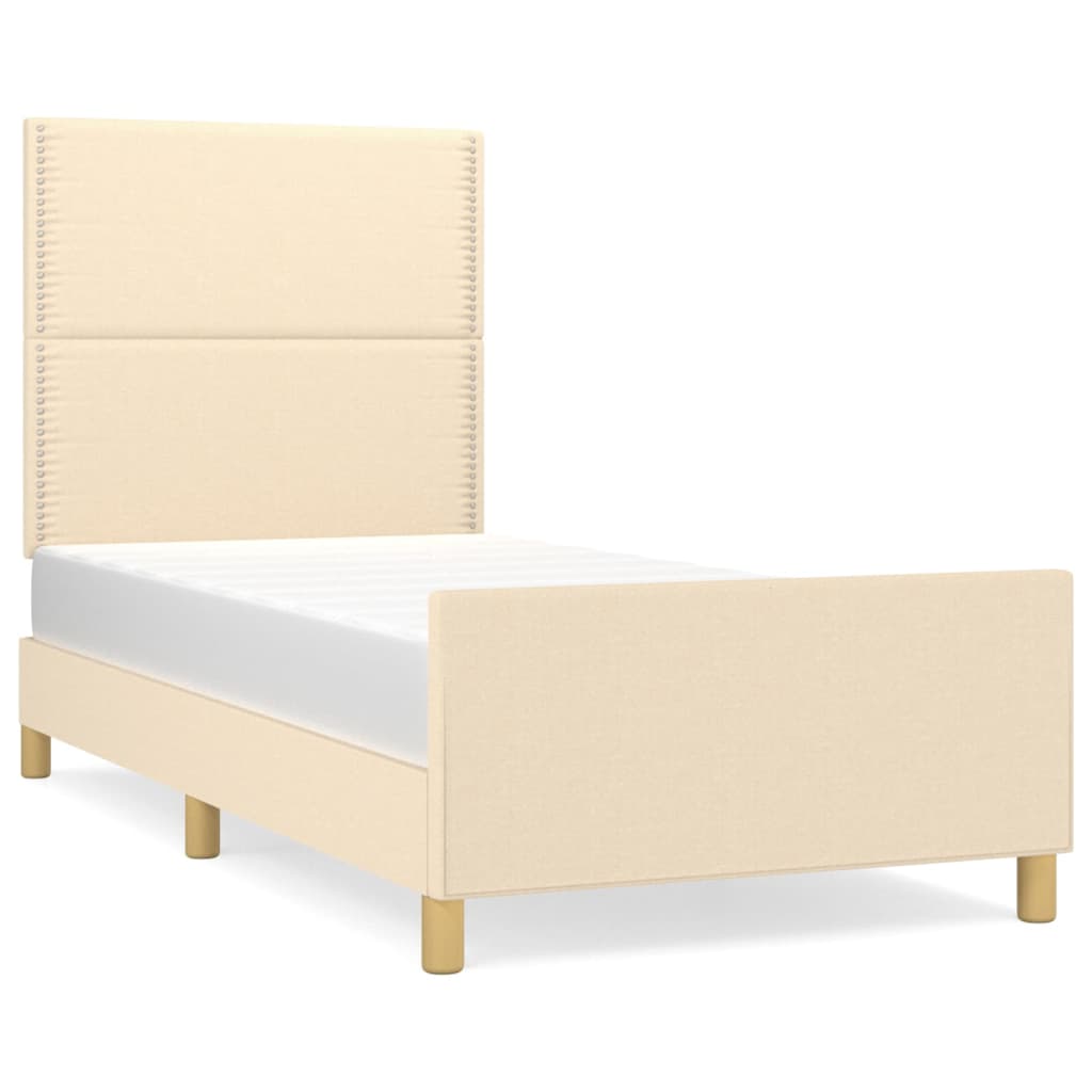 Cadre de lit avec tête de lit Crème 100x200 cm Tissu Lits & cadres de lit vidaXL   