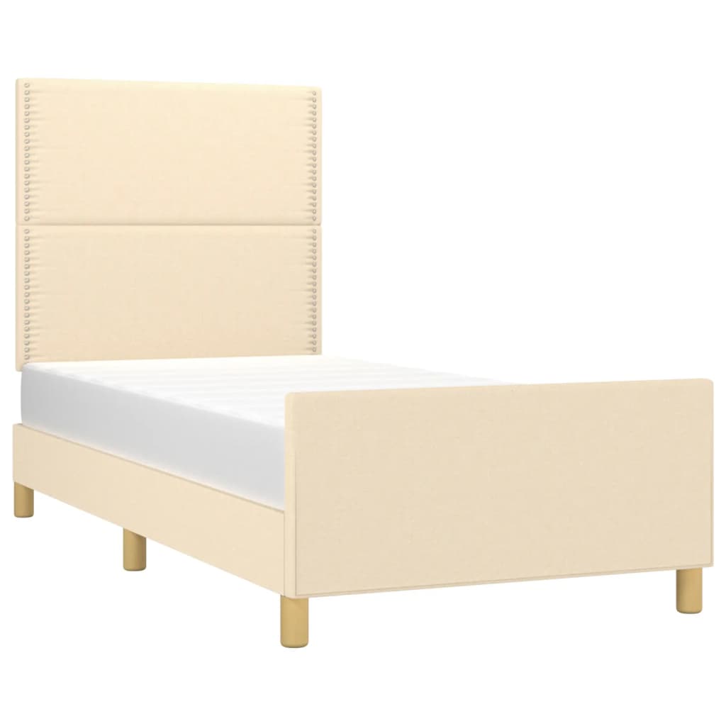Cadre de lit avec tête de lit Crème 100x200 cm Tissu Lits & cadres de lit vidaXL   