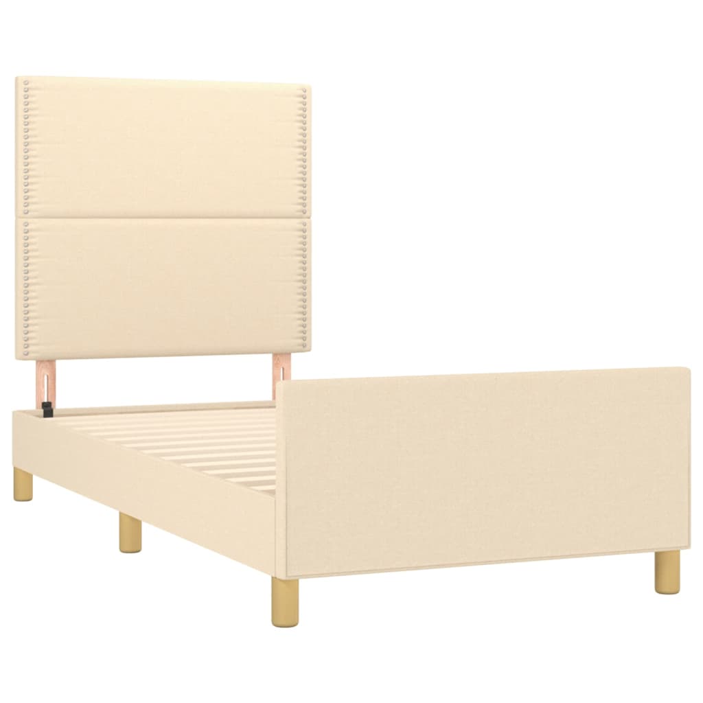 Cadre de lit avec tête de lit Crème 100x200 cm Tissu Lits & cadres de lit vidaXL   