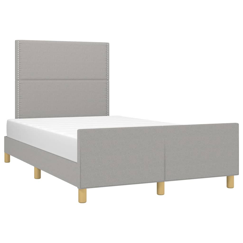 Cadre de lit avec tête de lit Gris clair 120x200 cm Tissu Lits & cadres de lit vidaXL   