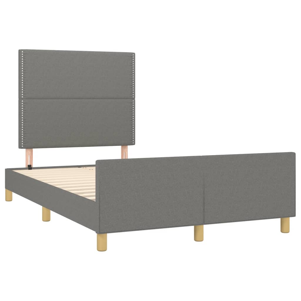 Cadre de lit avec tête de lit Gris foncé 120x200 cm Tissu Lits & cadres de lit vidaXL   