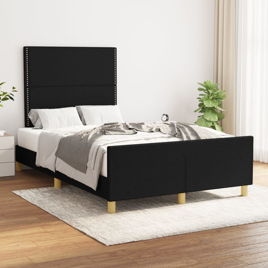 Cadre de lit avec tête de lit Noir 120x200 cm Tissu Lits & cadres de lit vidaXL   