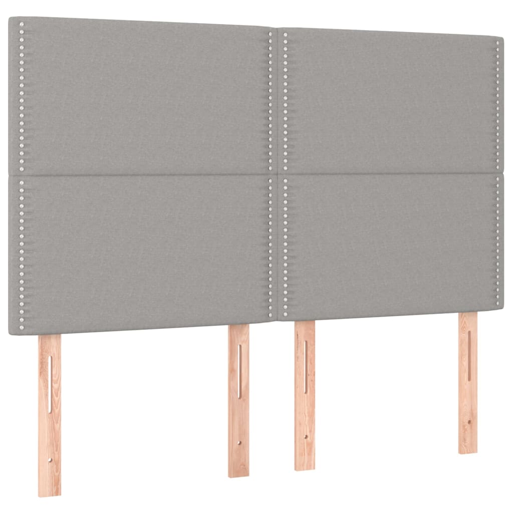Cadre de lit avec tête de lit Gris clair 140x190 cm Tissu Lits & cadres de lit vidaXL   