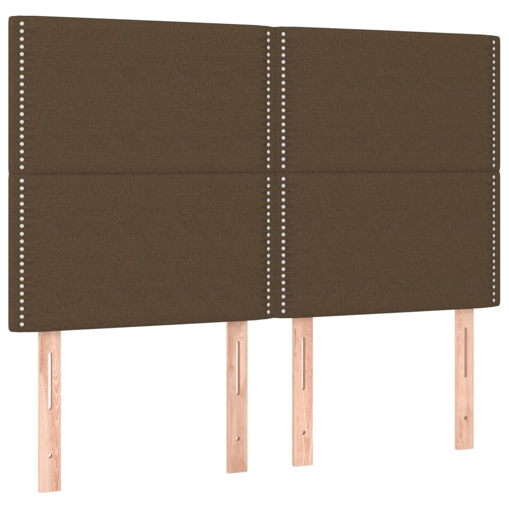 Cadre de lit avec tête de lit Marron foncé 140x190 cm Tissu Lits & cadres de lit vidaXL   