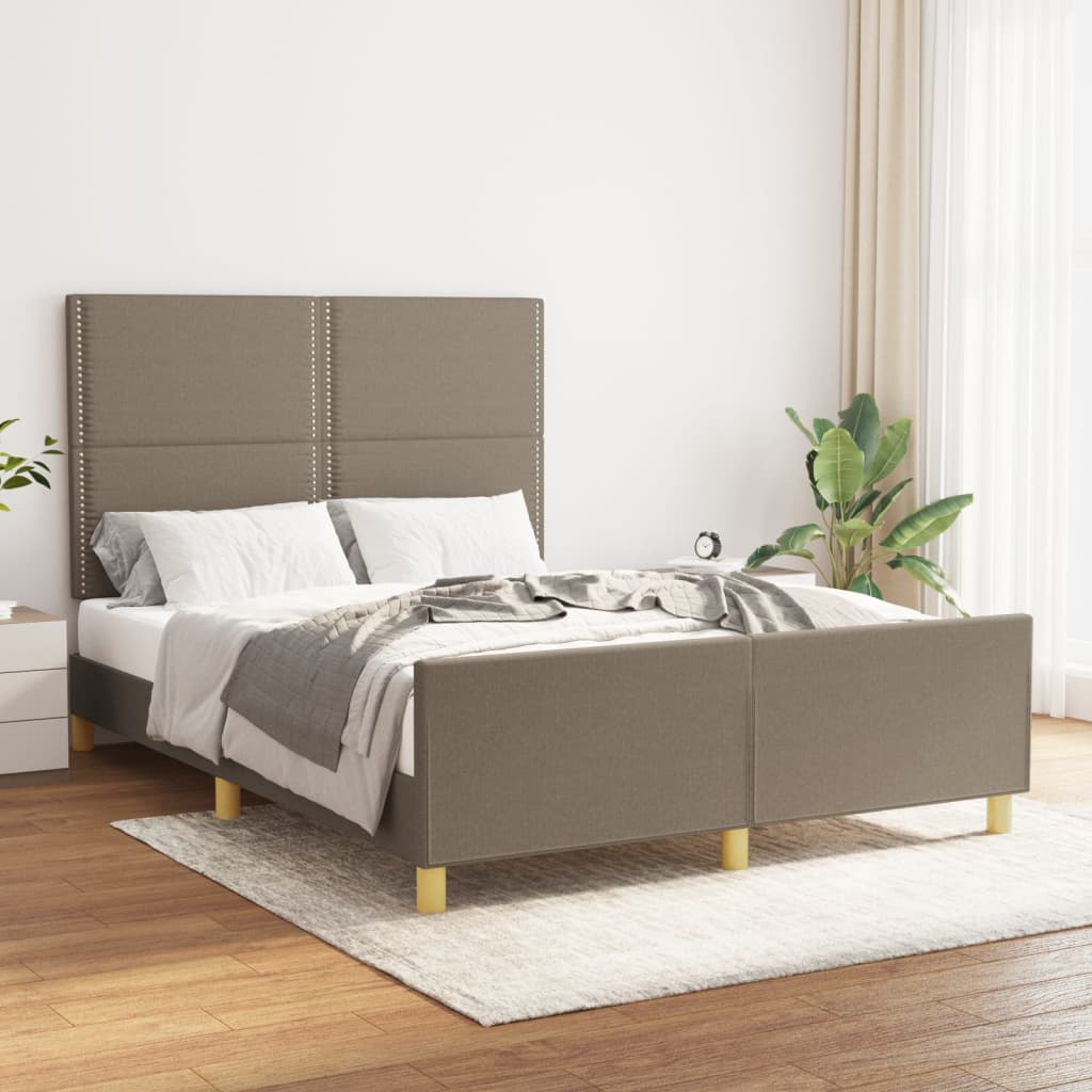 Cadre de lit avec tête de lit Taupe 140x190 cm Tissu Lits & cadres de lit vidaXL   