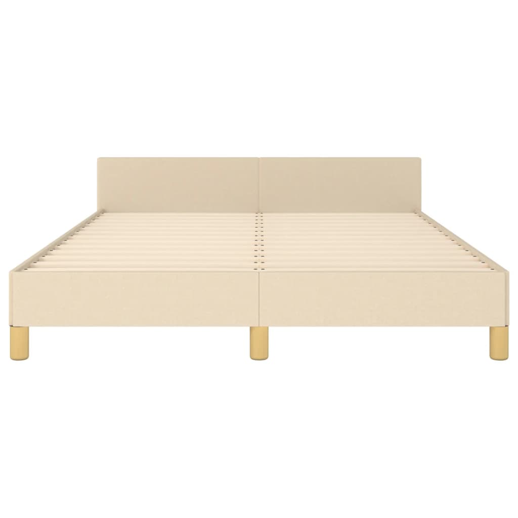 Cadre de lit avec tête de lit Crème 140x190 cm Tissu Lits & cadres de lit vidaXL   