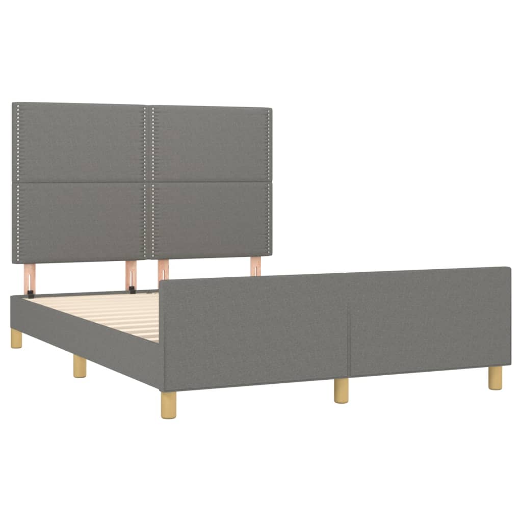 Cadre de lit avec tête de lit Gris foncé 140x200 cm Tissu Lits & cadres de lit vidaXL   