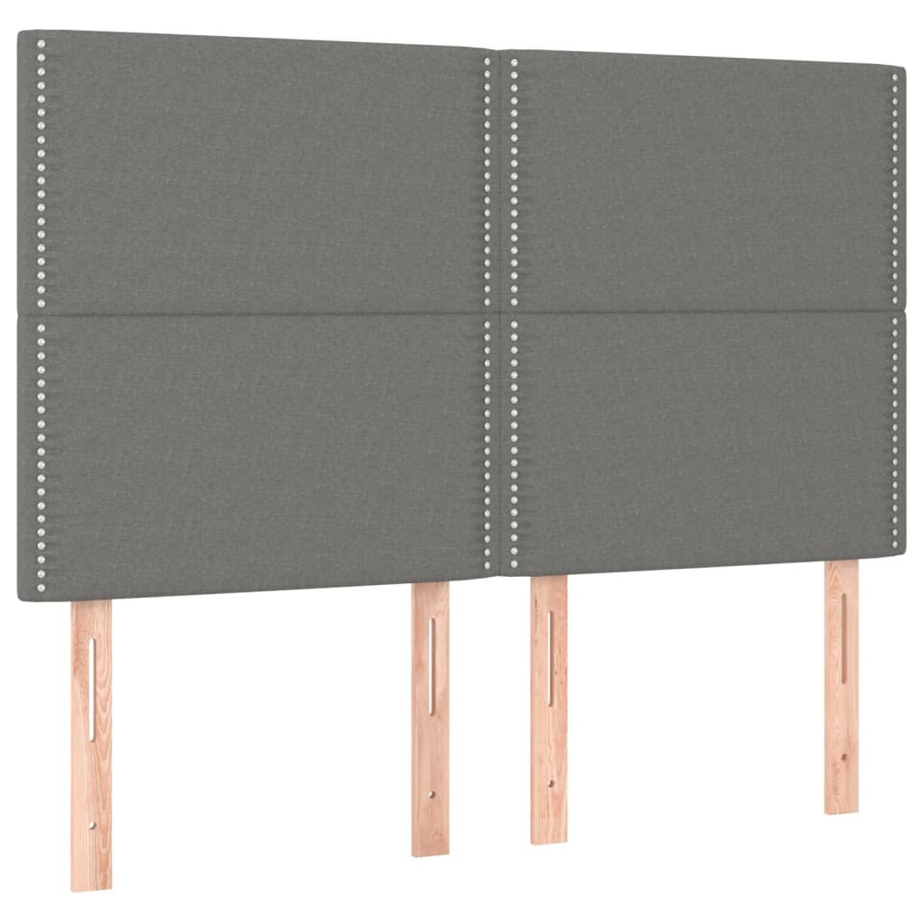 Cadre de lit avec tête de lit Gris foncé 140x200 cm Tissu Lits & cadres de lit vidaXL   