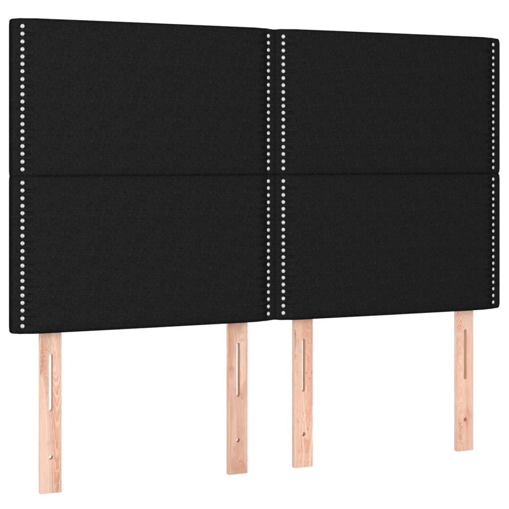 Cadre de lit avec tête de lit Noir 140x200 cm Tissu Lits & cadres de lit vidaXL   