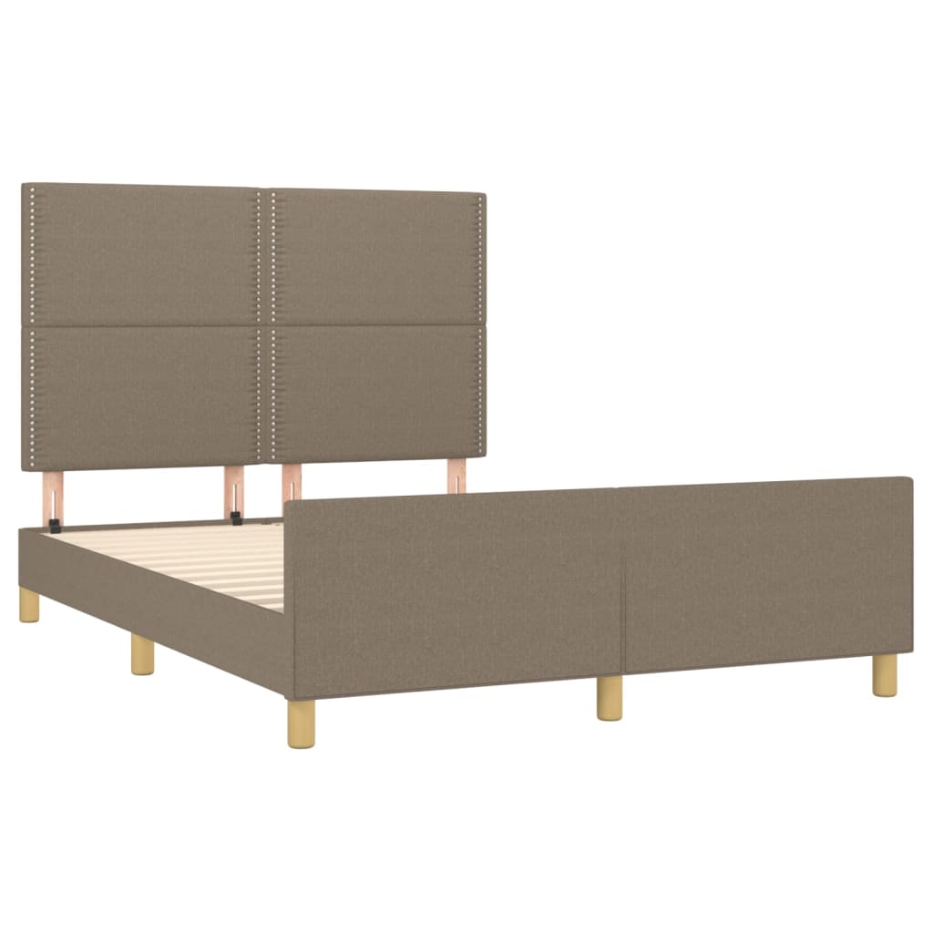 Cadre de lit avec tête de lit Taupe 140x200 cm Tissu Lits & cadres de lit vidaXL   
