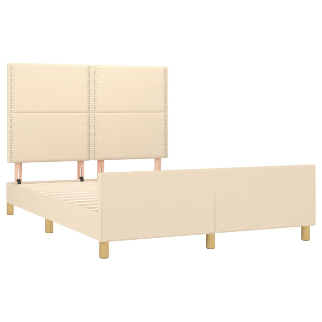 Cadre de lit avec tête de lit Crème 140x200 cm Tissu Lits & cadres de lit vidaXL   