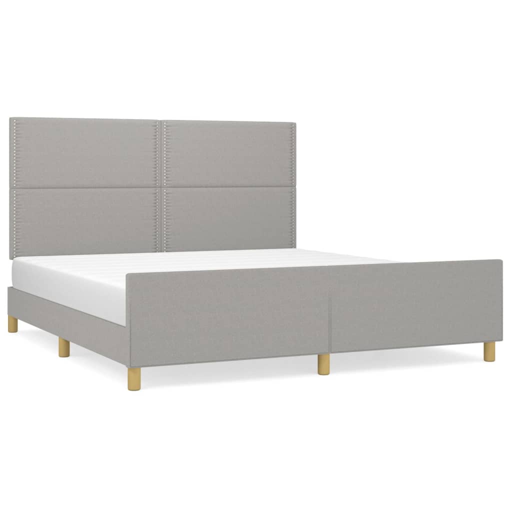 Cadre de lit avec tête de lit Gris clair 160x200 cm Tissu Lits & cadres de lit vidaXL   
