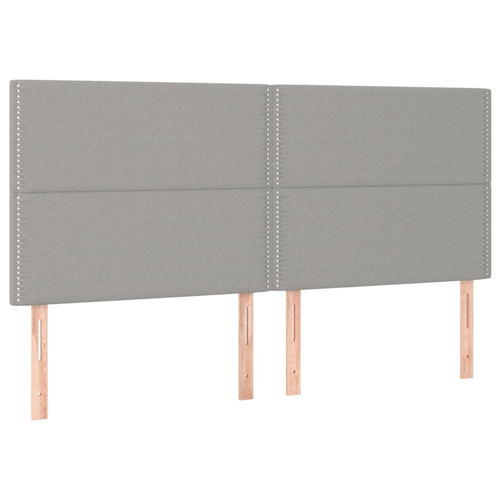 Cadre de lit avec tête de lit Gris clair 160x200 cm Tissu Lits & cadres de lit vidaXL   