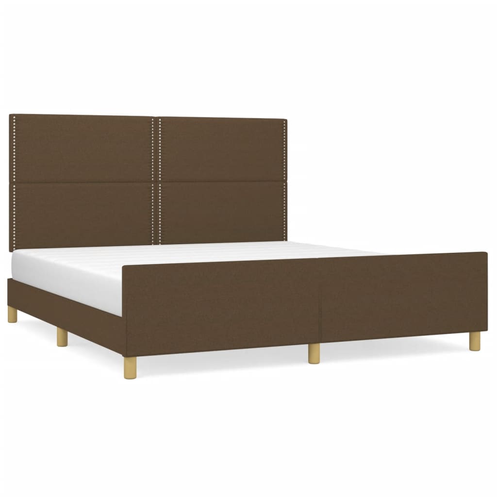 Cadre de lit avec tête de lit Marron foncé 180x200 cm Tissu Lits & cadres de lit vidaXL   